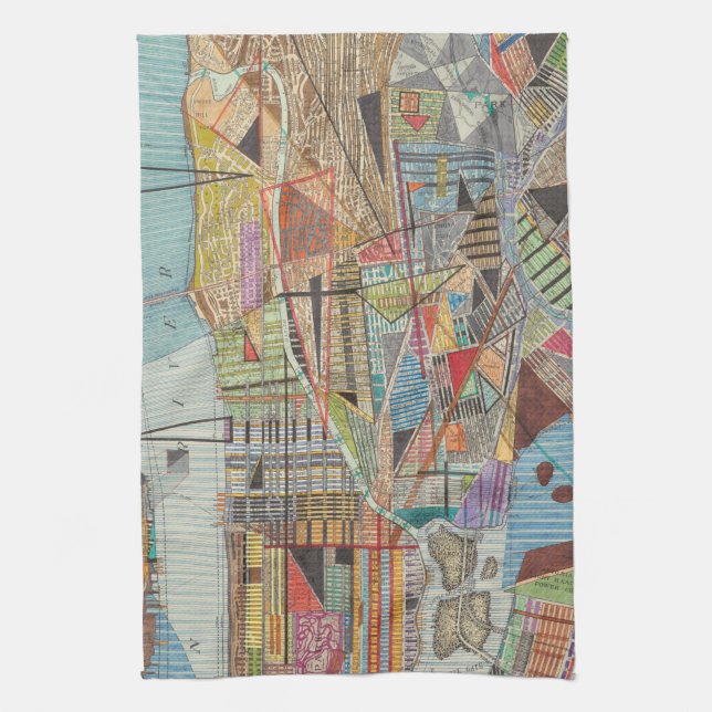 Modern Map of New York I Tea Towel (Vertical)