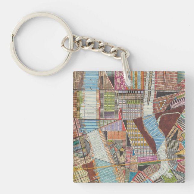 Modern Map of New York II Key Ring (Front)