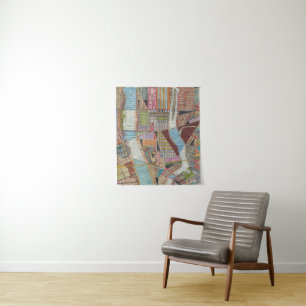 Modern Map of New York II Tapestry