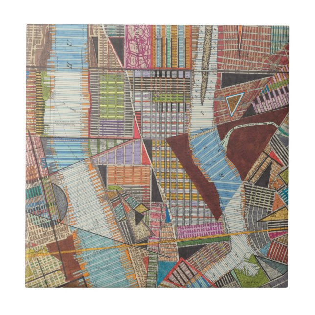 Modern Map of New York II Tile (Front)