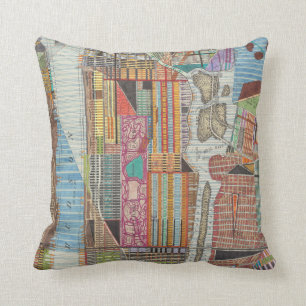 Modern Map of New York III Cushion