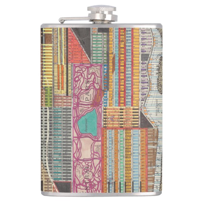 Modern Map of New York III Hip Flask (Front)