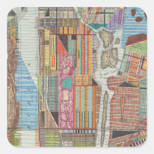 Modern Map of New York III Square Sticker