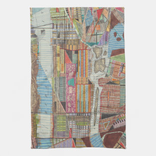 Modern Map of New York III Tea Towel