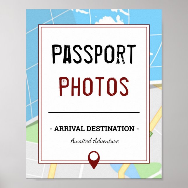 Modern Map  |  Travel   |  Passport Photo Sign (Front)