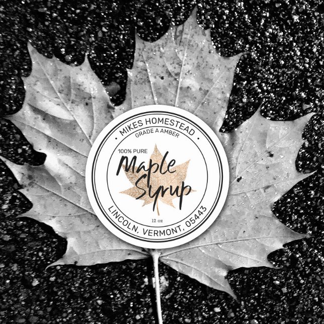 Modern Maple Syrup Label Copper Maple Leaf (Creator Uploaded)