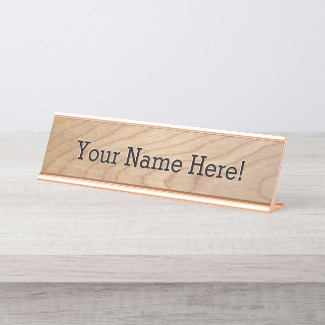 Modern Maple Wood Luxury Designer Desk Nameplate (Front)