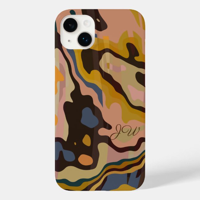 Modern marbeled abstract with custom monogram  Case-Mate iPhone case (Back)