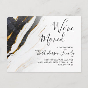 Modern Marble Abstract Moving Announcement Postcard