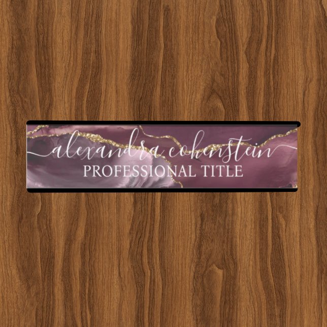 Modern Marble Agate Burgundy Office Door Sign (Creator Uploaded)