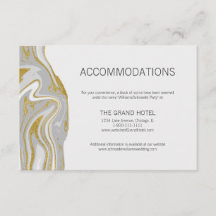 Modern Marble and Gold Wedding Accommodations Card