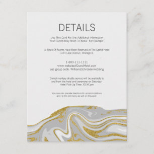Modern Marble and Gold Wedding Details Card