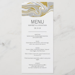 Modern Marble and Gold Wedding Menu Card