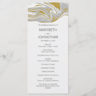 Modern Marble and Gold Wedding Program Card