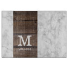 Modern Marble And Wood Family Name Monogrammed