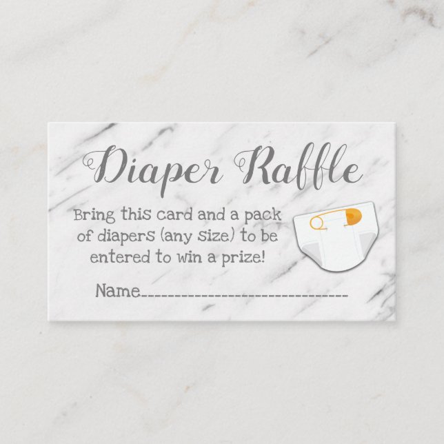 Modern Marble Baby Shower Diaper Raffle Cards (Front)