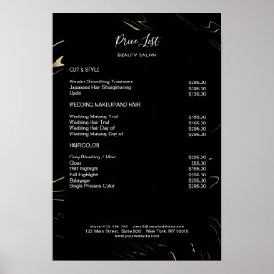 Modern Marble Black Gold Pricelist Poster