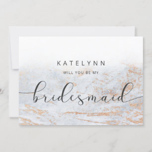 Modern Marble Blue Bridesmaid Proposal Card