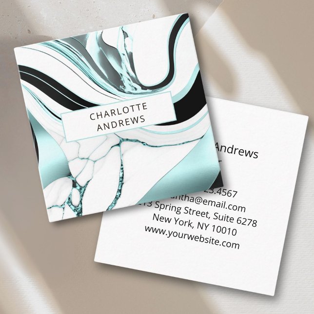 Modern Marble Blue Square Business Card (Modern Marble Blue Square Business Card)