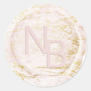 Modern Marble Blush Monogrammed Wax Seal Sticker