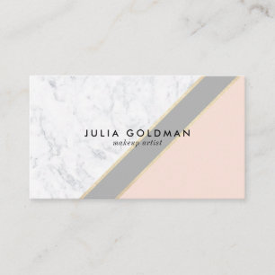 Modern marble blush pink grey chic gold geometric business card