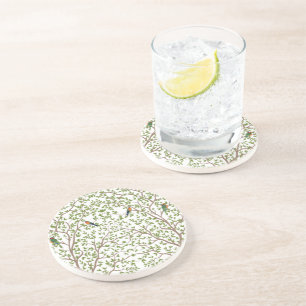 Modern Marble Botanical Design Coaster