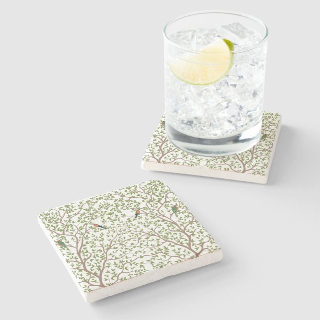 Modern Marble Botanical Design Stone Coaster (Side)