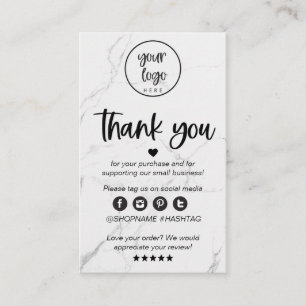 Modern Marble Business Thank You For Order Insert