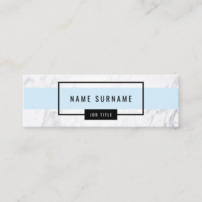 Modern Marble Clean Baby Blue Mini Business Card (Front)