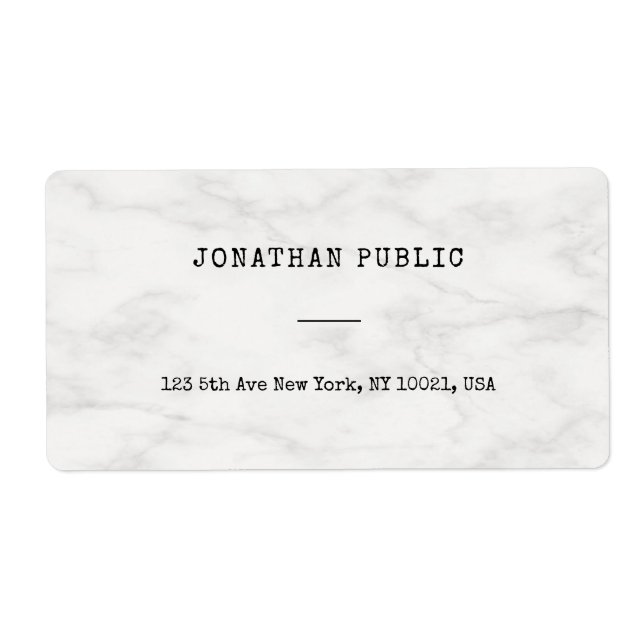 Modern Marble Clean Personalised Template Shipping (Front)
