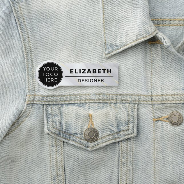 Modern Marble Company Logo Employee Name Tag (In Situ)
