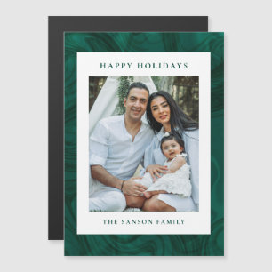 Modern Marble Dark Green Holiday Photo Card