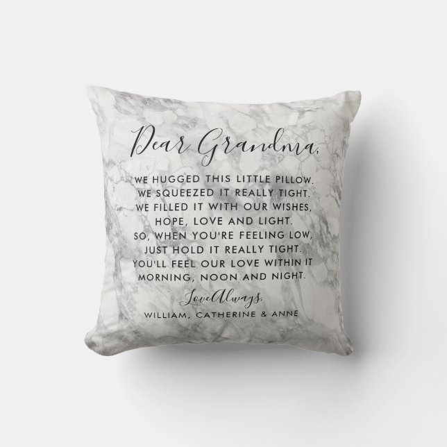 Modern Marble Dear Grandma Message Photo Mother Cushion (Front)