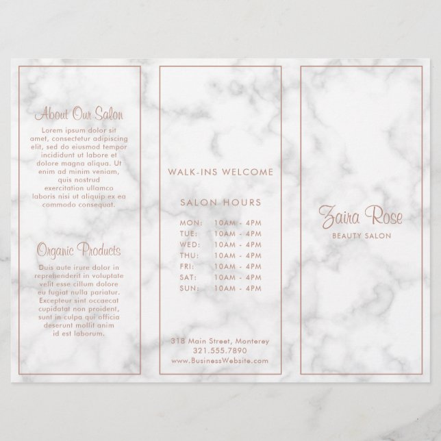 Modern Marble Elegant Business Trifold Brochure (Front)