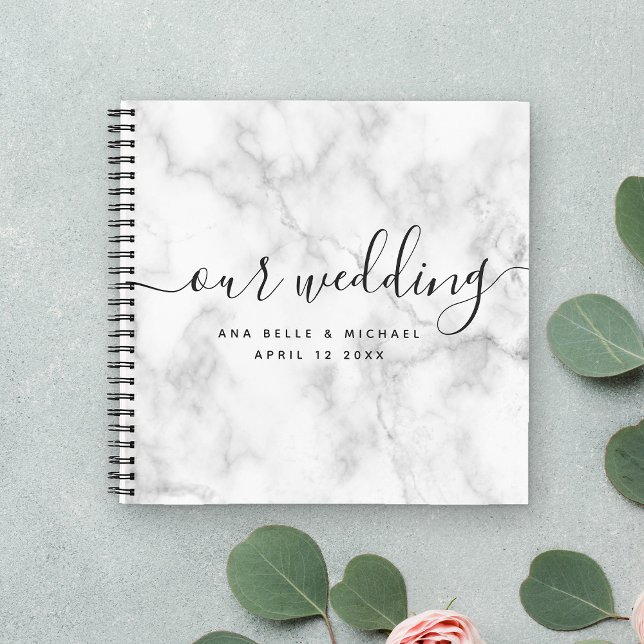 Modern Marble Elegant Calligraphy Wedding Guest Notebook (Creator Uploaded)