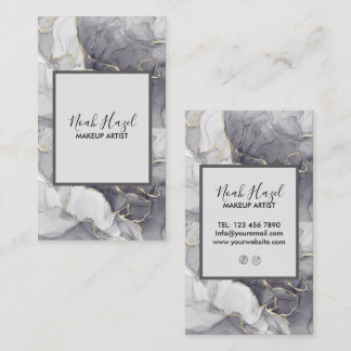 Modern marble elegant makeup artist business card