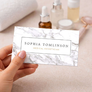 Modern Marble Esthetician Skincare Business Card
