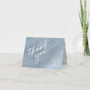 Modern Marble Glitter Thank You Dusty Blue ID816 Card