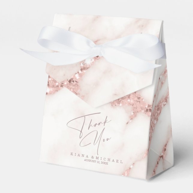 Modern Marble Glitter Thank You Rose Gold ID816 Favour Box (Front Side)