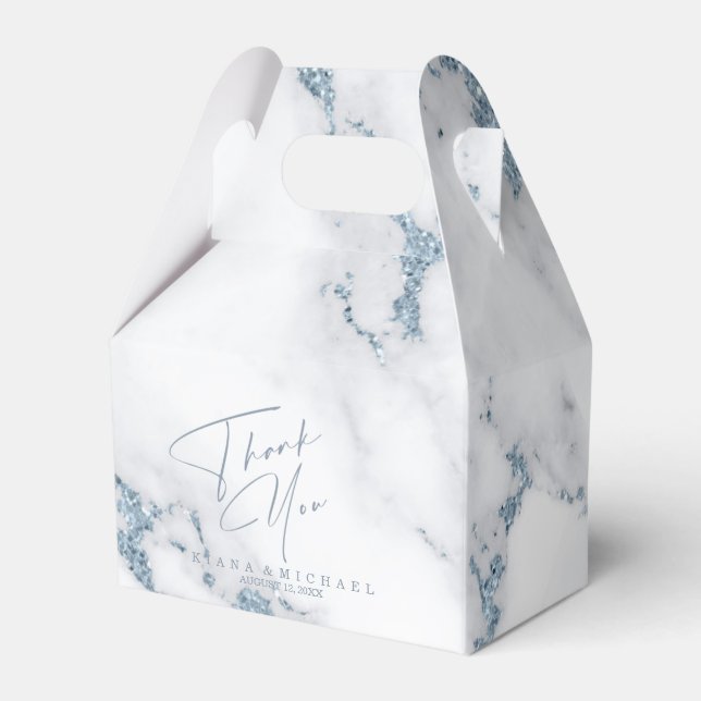 Modern Marble Glitter Thank You V2 Dusty Bl ID816 Favour Box (Front Side)