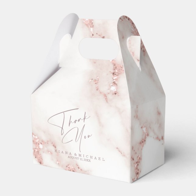 Modern Marble Glitter Thank You V2 Rose Gold ID816 Favour Box (Front Side)