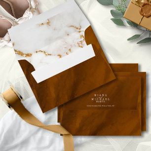 Modern Marble Glitter Wedding Gold ID816 Envelope