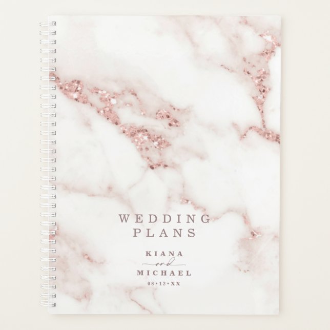 Modern Marble Glitter Wedding Rose Gold ID816 Planner (Front)