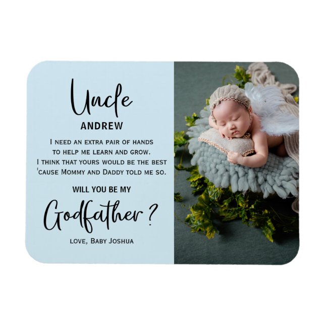 Modern Marble Godfather Photo Proposal Magnet (Horizontal)