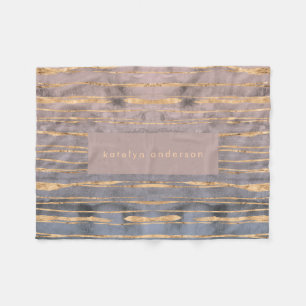 Modern Marble Gold Foil Gemstone Interior Designer Fleece Blanket