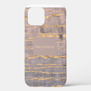 Modern Marble Gold Foil Gemstone Interior Designer iPhone 12 Case