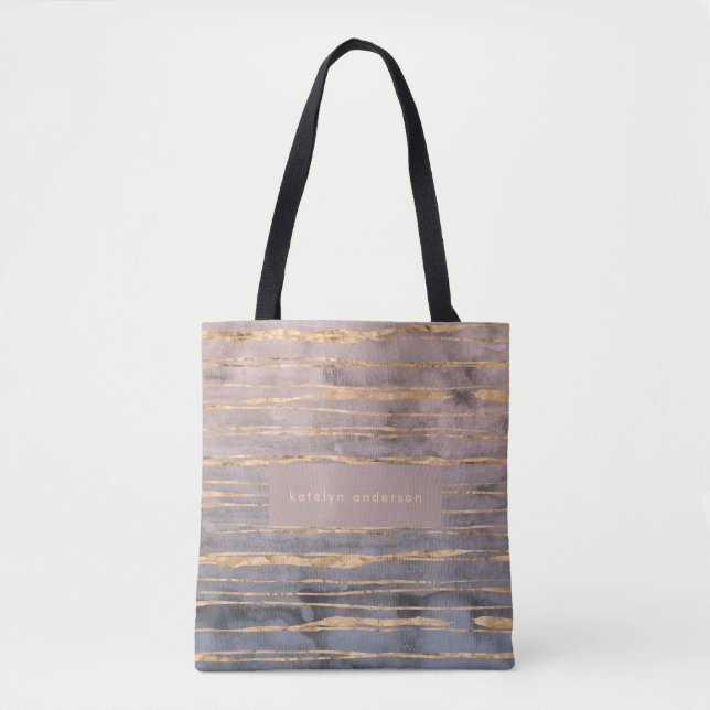 Modern Marble Gold Foil Gemstone Interior Designer Tote Bag (Front)