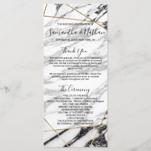 Modern Marble Gold Geometric Wedding Programs Programme