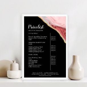 Modern Marble Gold Salon Price List  Poster