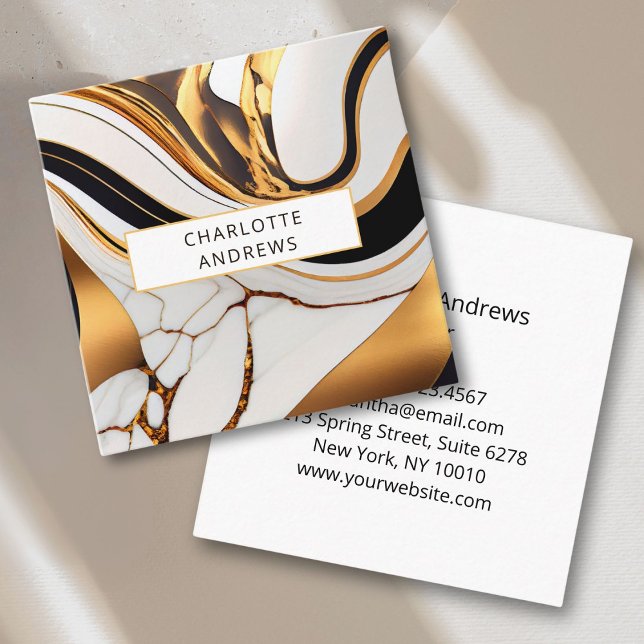 Modern Marble Gold Square Business Card (Modern Marble Gold Square Business Card)